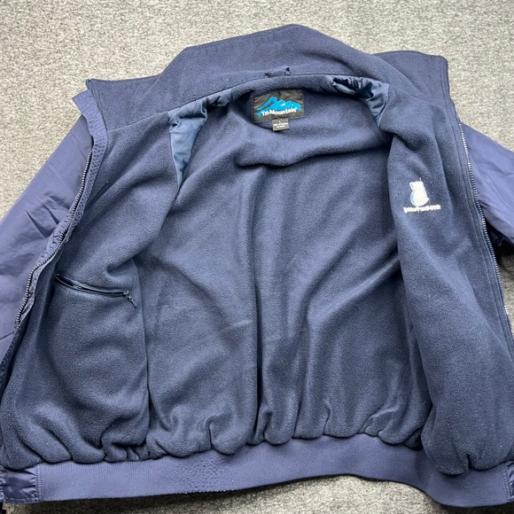 Tri-Mountain Jacket Mens Large Navy Blue Employee Fleece Nylon Windbreaker Hike - Picture 15 of 16